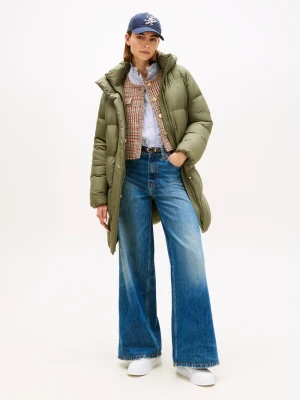 Tommy Hilfiger Damski płaszcz puchowy Kobiety Sztuczne włókno zielony jednolity,