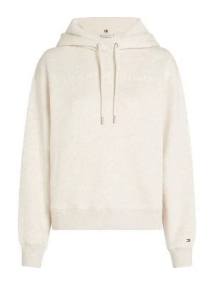 Tommy Hilfiger Damski sweter z kapturem Kobiety Bawełna beżowy jednolity,