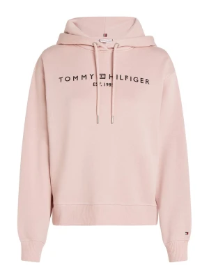 Tommy Hilfiger Damski sweter z kapturem Kobiety Bawełna różowy jednolity,