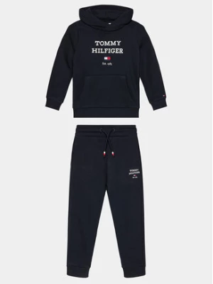 Tommy Hilfiger Dres Th Logo Hoodie Sweatset KB0KB08898 Niebieski Regular Fit
