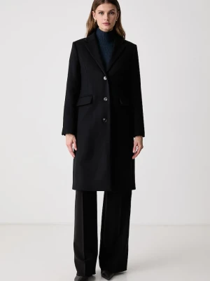 Tommy Hilfiger elegancki płaszcz damski z wełną czarny