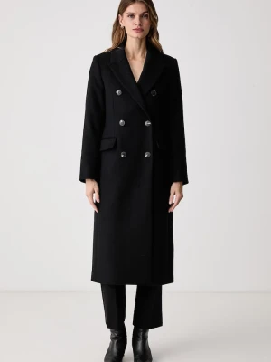 Tommy Hilfiger elegancki płaszcz damski z wełną czarny