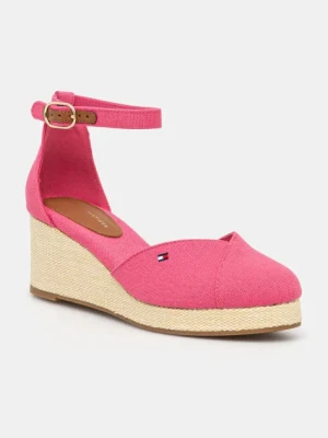 Tommy Hilfiger espadryle FLAG CLOSED TOE MID WEDGE ESPAD kolor różowy FW0FW08657