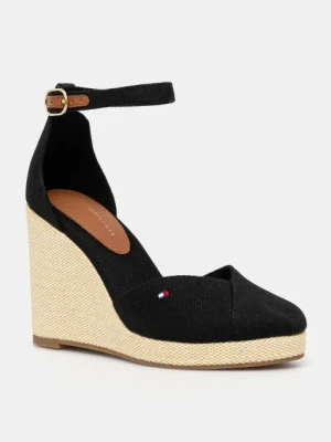 Tommy Hilfiger espadryle FLAG HIGH WEDGE ESPAD CLOSED TOE kolor czarny na koturnie FW0FW08494