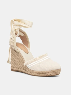 Tommy Hilfiger espadryle FRINGE CANVAS HIGH WEDGE kolor beżowy na koturnie FW0FW08878
