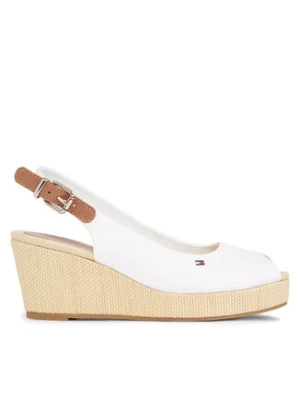 Tommy Hilfiger Espadryle Iconic Elba Sling Back Wedge FW0FW04788 Biały