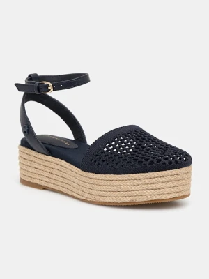 Tommy Hilfiger espadryle KNIT MESH ESPADRILLE PLATFORM kolor granatowy na platformie FW0FW08743