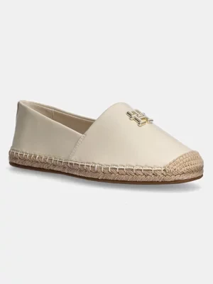 Tommy Hilfiger espadryle skórzane TH LOGO LEATHER ESPADRILLE kolor beżowy FW0FW08540