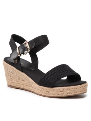 Tommy Hilfiger Espadryle Th Textured Low Wedge Sandal FW0FW06555 Czarny