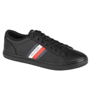 Tommy Hilfiger Essential Leather Vulc Stripes FM0FM03722-BDS, Męskie, Czarne, buty sneakers, skóra licowa, rozmiar: 40