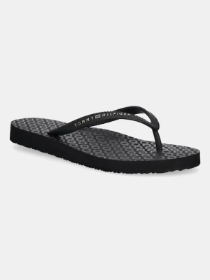 Tommy Hilfiger japonki HILFIGER STRAP BEACH SANDAL damskie kolor czarny na płaskim obcasie FW0FW08736