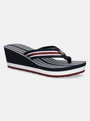 Tommy Hilfiger japonki IM PLATFORM BEACH SANDAL damskie kolor granatowy na koturnie FW0FW08371