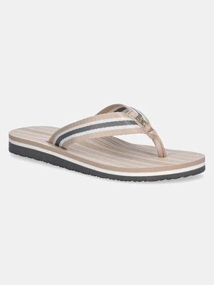 Tommy Hilfiger japonki IM TH PRINT BEACH SANDAL damskie kolor beżowy na płaskim obcasie FW0FW08370