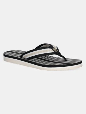 Tommy Hilfiger japonki IM TH PRINT BEACH SANDAL damskie kolor czarny na płaskim obcasie FW0FW08370