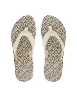 Tommy Hilfiger Japonki Monogram Mid Wedge Sandal FW0FW09419 Kremowy