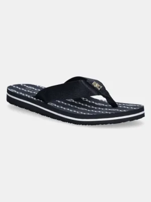 Tommy Hilfiger japonki TH CHAIN PRINT BEACH SANDAL damskie kolor granatowy na płaskim obcasie FW0FW08514