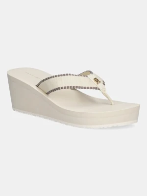 Tommy Hilfiger japonki WEDGE BEACH SANDAL damskie kolor beżowy na koturnie FW0FW08738