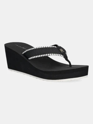 Tommy Hilfiger japonki WEDGE BEACH SANDAL damskie kolor granatowy na koturnie FW0FW08738