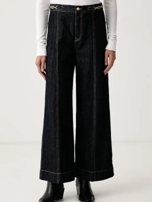 Tommy Hilfiger jeansy wide leg damskie granatowy