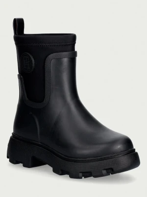 Tommy Hilfiger kalosze damskie TH STAMP WARM ANKLE RAIN BOOT czarny