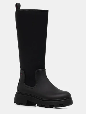 Tommy Hilfiger kalosze FLAG LONG RAINBOOT WARM LINING damskie kolor czarny FW0FW08973