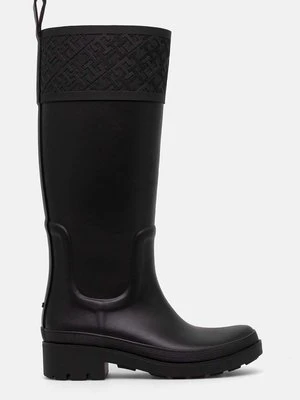 Tommy Hilfiger kalosze RUBBER LONG BOOT MONOGRAM damskie kolor czarny FW0FW08161