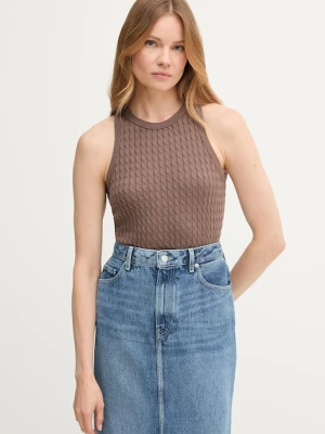 Tommy Hilfiger kamizelka bawełniana damski kolor brązowy WW0WW45706