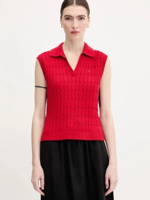 Tommy Hilfiger kamizelka bawełniana damski kolor czerwony lekki WW0WW45655