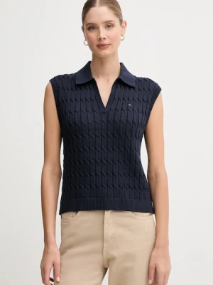Tommy Hilfiger kamizelka bawełniana damski kolor granatowy lekki WW0WW45655