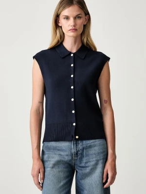 Tommy Hilfiger kamizelka damska z bawełną granatowy