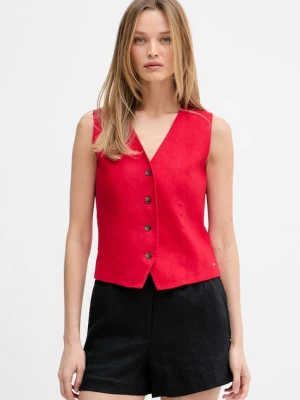 Tommy Hilfiger kamizelka jednorzędowa damska z lnem