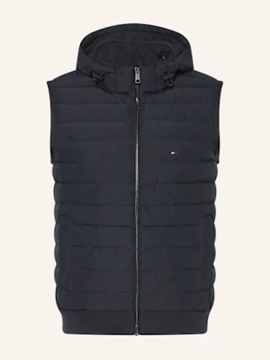 Tommy Hilfiger Kamizelka Pikowana Z Mieszanki Materiałów, Z Odpinanym Kapturem blau