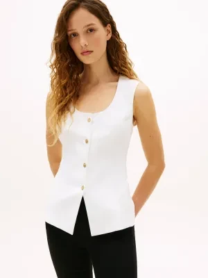 Tommy Hilfiger Kamizelka | Slim Fit | z dodatkiem lnu