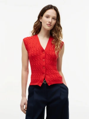 Tommy Hilfiger kamizelka z dzianiny Kobiety Bawełna (100%) czerwony