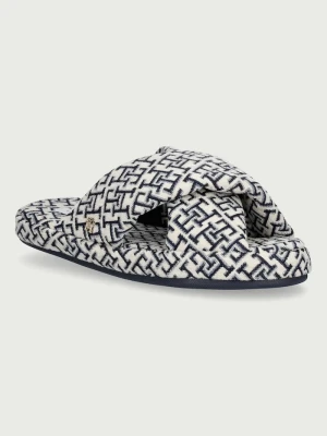 Tommy Hilfiger kapcie damskie TH FEMININE HOUSE SHOES MONOGRAM granatowy