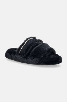 Tommy Hilfiger kapcie HILFIGER FUR BASICS SLIPPER kolor granatowy FW0FW08343