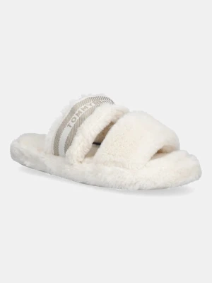 Tommy Hilfiger kapcie HILFIGER FUR SLIPPER kolor beżowy FW0FW08854