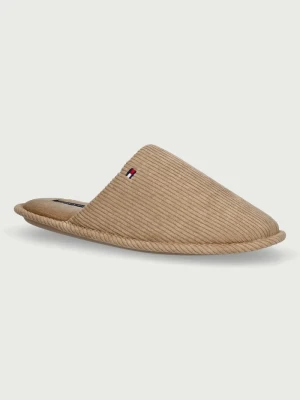 Tommy Hilfiger kapcie męskie CORDUROY HOUSE SHOES beżowy