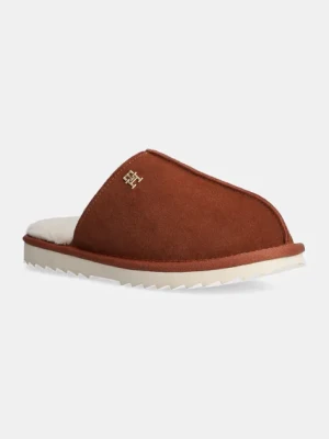 Tommy Hilfiger kapcie TH ELEVATED COMFORT HOME SLIPPER kolor brązowy FW0FW08396