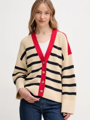 Tommy Hilfiger kardigan bawełniany damski kolor beżowy ciepły WW0WW45552