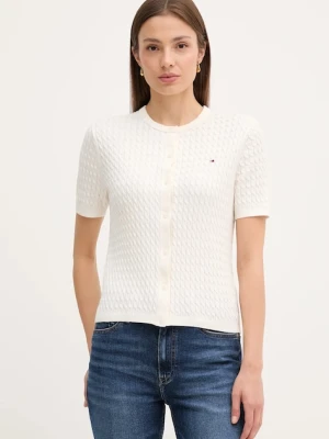 Tommy Hilfiger kardigan bawełniany damski kolor beżowy lekki WW0WW45707