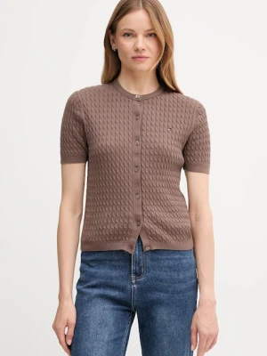Tommy Hilfiger kardigan bawełniany damski kolor brązowy lekki WW0WW45707