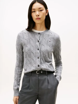 Tommy Hilfiger Kardigan damski Kobiety drobna dzianina szary marmurkowy,