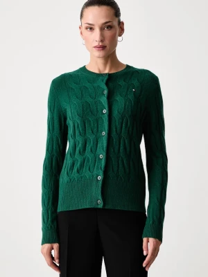 Tommy Hilfiger kardigan damski wełniany zielony