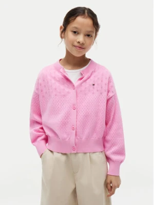 Tommy Hilfiger Kardigan Pointelle KG0KG09503 Różowy jasny Relaxed Fit