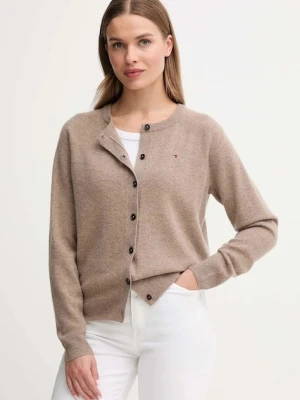 Tommy Hilfiger kardigan wełniany damski kolor brązowy lekki WW0WW47469