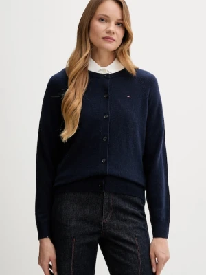 Tommy Hilfiger kardigan wełniany damski kolor granatowy lekki WW0WW47469