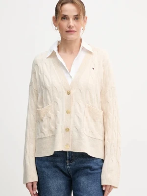 Tommy Hilfiger kardigan wełniany kolor beżowy WW0WW43089