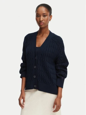 Tommy Hilfiger Kardigan WW0WW50078 Granatowy Relaxed Fit