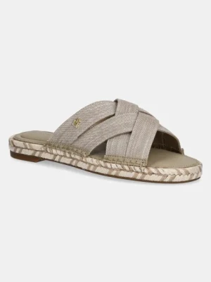 Tommy Hilfiger klapki CHAMBRAY ESPADRILLE MULE damskie kolor beżowy FW0FW08501
